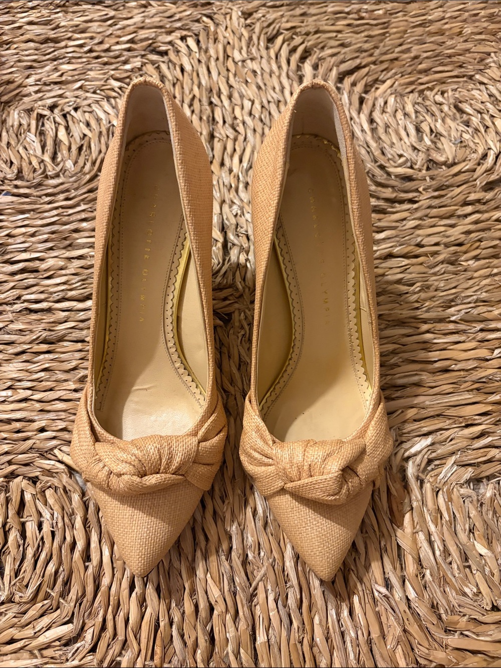 Pointed Toe Knot Pump in Raffia - Women Shoes